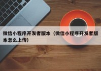 微信小程序开发者版本（微信小程序开发者版本怎么上传）